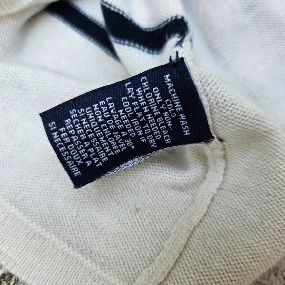 Chaps Classic Women Sweater Long Sleeve Crew Neck Blue Striped Sweatshirt Size L - Picture 7 of 8